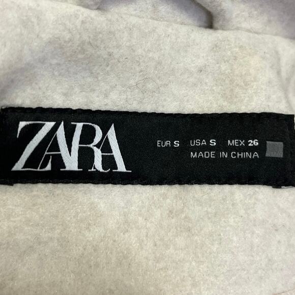 Zara Women's Ivory White Snap Button Down Collar Duster Pea Coat Jacket Size S - Picture 3 of 4